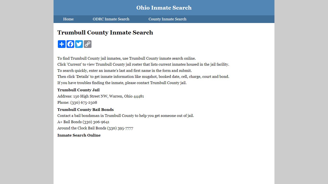 Trumbull County Inmate Search