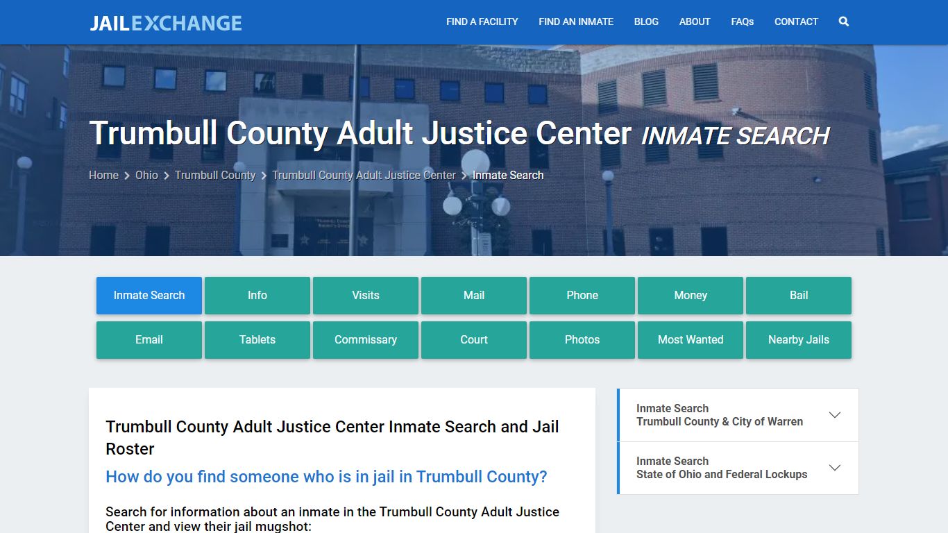 Trumbull County Adult Justice Center Inmate Search - Jail Exchange